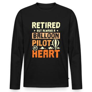 Retirede but always a balloon pilot at heart - Men's Premium Organic Long Sleeve Shirt - black - Front - Nico (187cm)