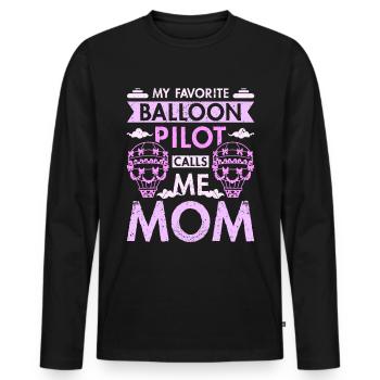 Mon pilote de ballon préféré m’appelle maman - T-shirt manches longues Premium bio Homme - noir - Devant - Nico (187cm)