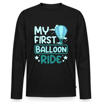 Enfants mon premier tour en montgolfière - T-shirt manches longues Premium bio Homme - noir - Devant - Nico (187cm)