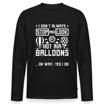Arrêtez-vous et regardez les montgolfières - T-shirt manches longues Premium bio Homme - noir - Devant - Nico (187cm)