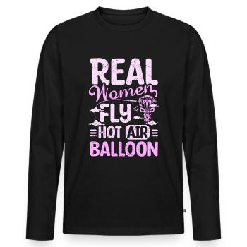 Women fly hot air balloon - Men's Premium Organic Long Sleeve Shirt - black - Front - Nico (187cm)
