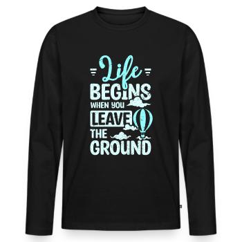 La vie commence lorsque vous quittez le ballon au sol - T-shirt manches longues Premium bio Homme - noir - Devant - Nico (187cm)
