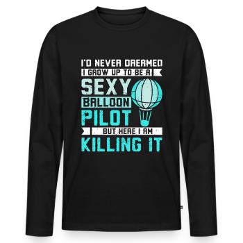 Sexy hot air balloon pilot - Men's Premium Organic Long Sleeve Shirt - black - Front - Nico (187cm)