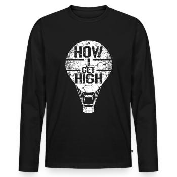 Comment je reçois une montgolfière haute - T-shirt manches longues Premium bio Homme - noir - Devant - Nico (187cm)