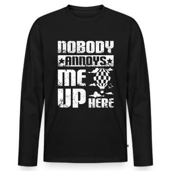 Personne ne m’énerve ici montgolfière - T-shirt manches longues Premium bio Homme - noir - Devant - Nico (187cm)