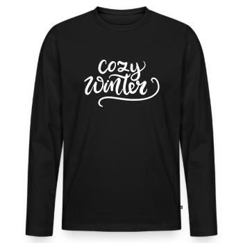 kalt kälte schnee eis schneemann schneeball winter - Männer Premium Bio Langarmshirt - Schwarz - Vorne - Nico (187cm)
