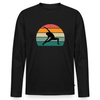 yogamatte yogalehrer yogaposition entspannung yoga - Männer Premium Bio Langarmshirt - Schwarz - Vorne - Nico (187cm)