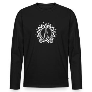 yogamatte yogalehrer yogaposition entspannung yoga - Männer Premium Bio Langarmshirt - Schwarz - Vorne - Nico (187cm)