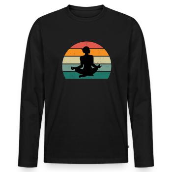 yogamatte yogalehrer yogaposition entspannung yoga - Männer Premium Bio Langarmshirt - Schwarz - Vorne - Nico (187cm)