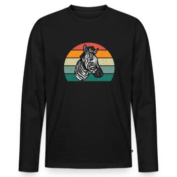 black and white striped horses zebra - Men's Premium Organic Long Sleeve Shirt - black - Front - Nico (187cm)