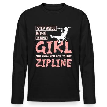 Laissez cette fille vous montrer comment faire de la tyrolienne - T-shirt manches longues Premium bio Homme - noir - Devant - Nico (187cm)