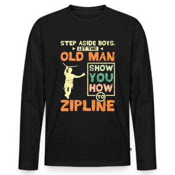 Laissez ce vieil homme vous montrer comment faire de la tyrolienne - T-shirt manches longues Premium bio Homme - noir - Devant - Nico (187cm)