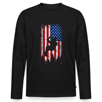 Tyrolienne drapeau américain usa 4 juillet - T-shirt manches longues Premium bio Homme - noir - Devant - Nico (187cm)