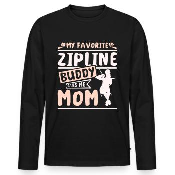 Mon copain de tyrolienne préféré m’appelle maman - T-shirt manches longues Premium bio Homme - noir - Devant - Nico (187cm)
