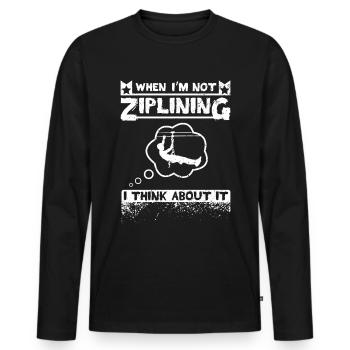 Quand je ne fais pas de tyrolienne, j’y pense - T-shirt manches longues Premium bio Homme - noir - Devant - Nico (187cm)