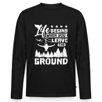 La vie commence lorsque vous quittez la tyrolienne au sol - T-shirt manches longues Premium bio Homme - noir - Devant - Nico (187cm)
