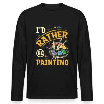 Je préfère peindre - T-shirt manches longues Premium bio Homme - noir - Devant - Nico (187cm)