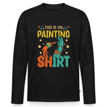 C'est ma chemise de peinture - T-shirt manches longues Premium bio Homme - noir - Devant - Nico (187cm)