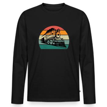 zug eisenbahn lok lokomotive schaffner lokführer - Männer Premium Bio Langarmshirt - Schwarz - Vorne - Nico (187cm)