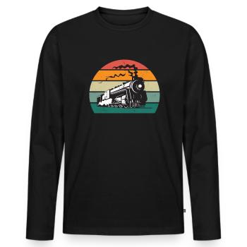 zug eisenbahn lok lokomotive schaffner lokführer - Männer Premium Bio Langarmshirt - Schwarz - Vorne - Nico (187cm)
