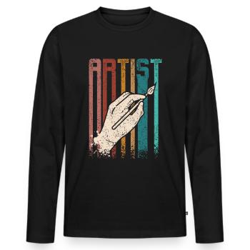Retro Vintage Painter Arist - Men's Premium Organic Long Sleeve Shirt - black - Front - Nico (187cm)