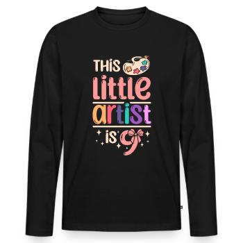 9 anniversaire Ce petit artiste a 9 ans - T-shirt manches longues Premium bio Homme - noir - Devant - Nico (187cm)