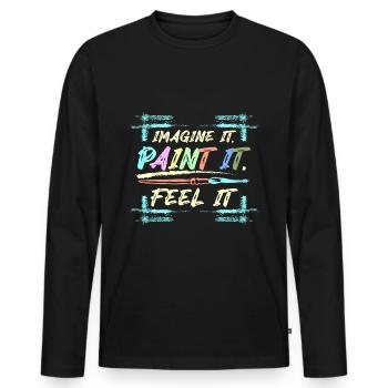 Imagine it Paint it feel it - Men's Premium Organic Long Sleeve Shirt - black - Front - Nico (187cm)