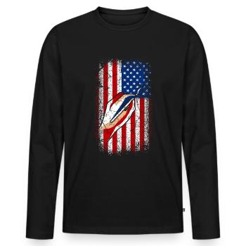 Usa Drapeau américain Art Peinture 4 juillet - T-shirt manches longues Premium bio Homme - noir - Devant - Nico (187cm)