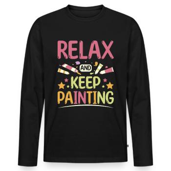 Détendez-vous et continuez à peindre - T-shirt manches longues Premium bio Homme - noir - Devant - Nico (187cm)