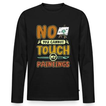 Non tu ne peux pas toucher mes peintures - T-shirt manches longues Premium bio Homme - noir - Devant - Nico (187cm)