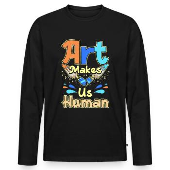 Art makes us human - Männer Premium Bio Langarmshirt - Schwarz - Vorne - Nico (187cm)