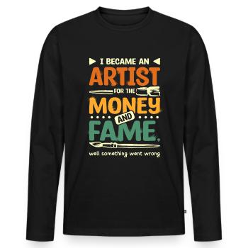 Drôle d’argent et artiste de renommée - T-shirt manches longues Premium bio Homme - noir - Devant - Nico (187cm)