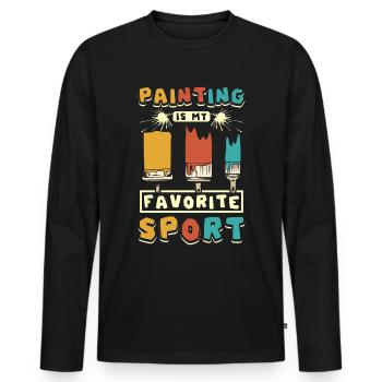 La peinture est mon sport préféré - T-shirt manches longues Premium bio Homme - noir - Devant - Nico (187cm)