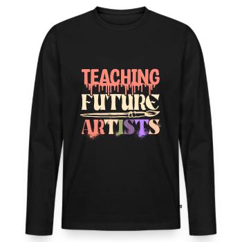 Enseignant Enseignement aux futurs artistes - T-shirt manches longues Premium bio Homme - noir - Devant - Nico (187cm)
