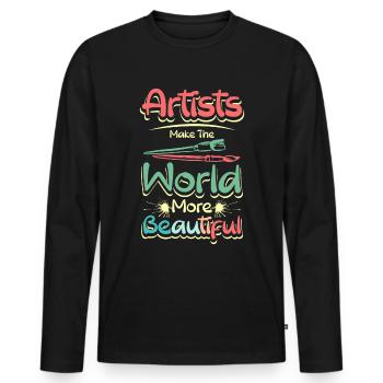 Les artistes rendent le monde plus beau - T-shirt manches longues Premium bio Homme - noir - Devant - Nico (187cm)