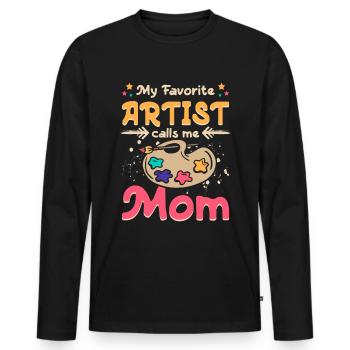 Mon artiste préféré m’appelle maman - T-shirt manches longues Premium bio Homme - noir - Devant - Nico (187cm)