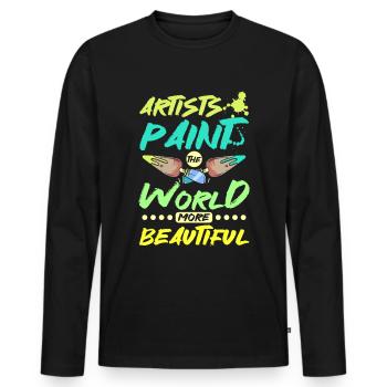 Artists paint the world more beautiful - Männer Premium Bio Langarmshirt - Schwarz - Vorne - Nico (187cm)