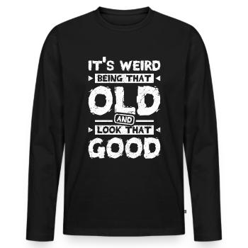 Old and look that good - Männer Premium Bio Langarmshirt - Schwarz - Vorne - Nico (187cm)