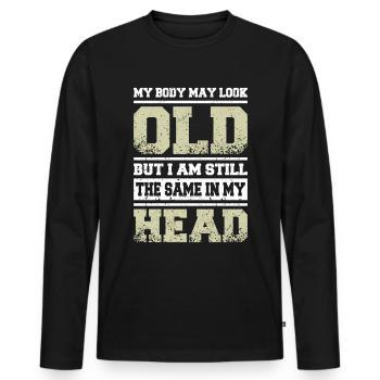 Old but the same in my head - Männer Premium Bio Langarmshirt - Schwarz - Vorne - Nico (187cm)
