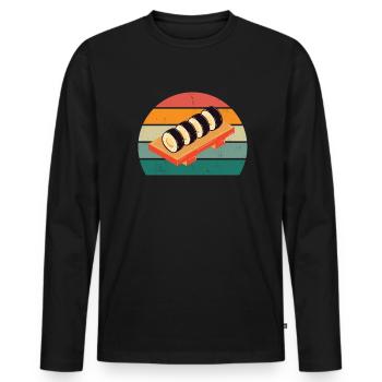 Maki sushi nourriture poisson cru japon sushi japonais - T-shirt manches longues Premium bio Homme - noir - Devant - Nico (187cm)