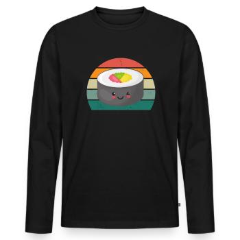 Maki sushi nourriture poisson cru japon sushi japonais - T-shirt manches longues Premium bio Homme - noir - Devant - Nico (187cm)