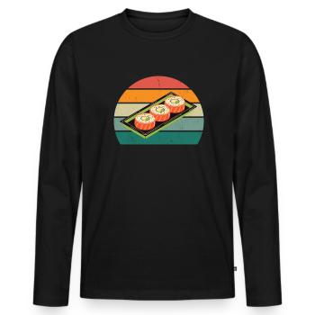 Maki sushi nourriture poisson cru japon sushi japonais - T-shirt manches longues Premium bio Homme - noir - Devant - Nico (187cm)