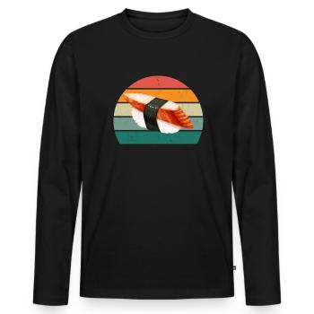 Maki sushi nourriture poisson cru japon sushi japonais - T-shirt manches longues Premium bio Homme - noir - Devant - Nico (187cm)