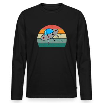UFO Alien Space All Universe Rocket Space - T-shirt manches longues Premium bio Homme - noir - Devant - Nico (187cm)