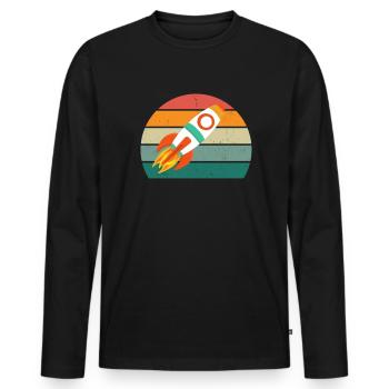 ufo alien weltall all universum rakete weltraum - Männer Premium Bio Langarmshirt - Schwarz - Vorne - Nico (187cm)