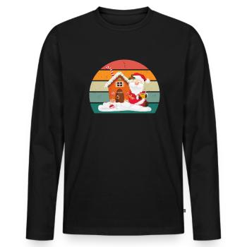 Père Noël Nuit Sainte Noël silencieux - T-shirt manches longues Premium bio Homme - noir - Devant - Nico (187cm)