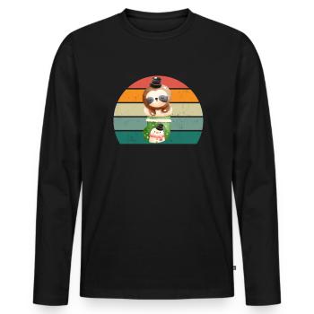 Père Noël Nuit Sainte Noël silencieux - T-shirt manches longues Premium bio Homme - noir - Devant - Nico (187cm)