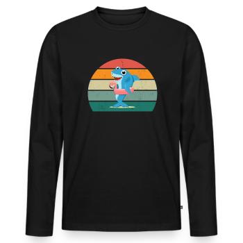 Baleines Cétacés Mammifères Mammifères marins Baleines - T-shirt manches longues Premium bio Homme - noir - Devant - Nico (187cm)