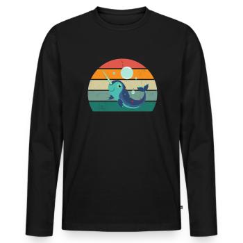 Baleines Cétacés Mammifères Mammifères marins Baleines - T-shirt manches longues Premium bio Homme - noir - Devant - Nico (187cm)