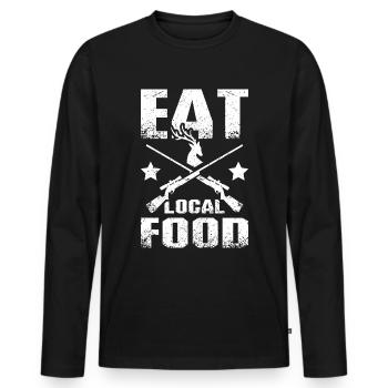Chassez le cerf mange de la nourriture locale - T-shirt manches longues Premium bio Homme - noir - Devant - Nico (187cm)